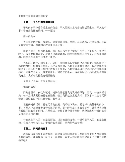 平凡中的美丽瞬间中学作文