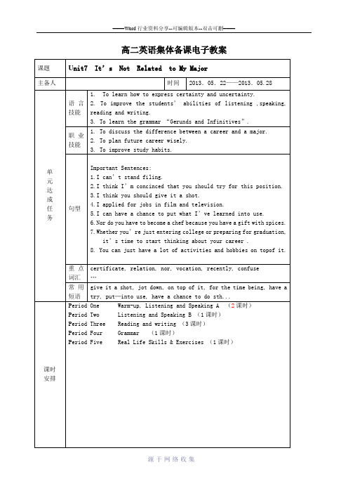 凤凰职教高二英语集体备课Unit7电子教案-2