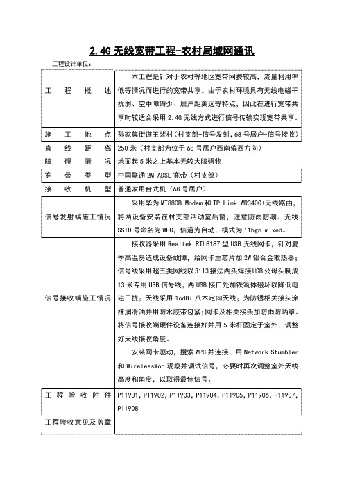 2.4G无线宽带工程-农村局域网通讯