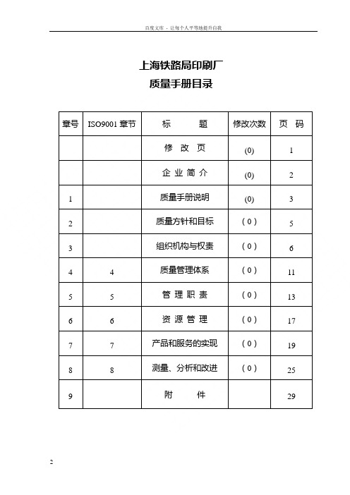 印刷厂质量手册范本