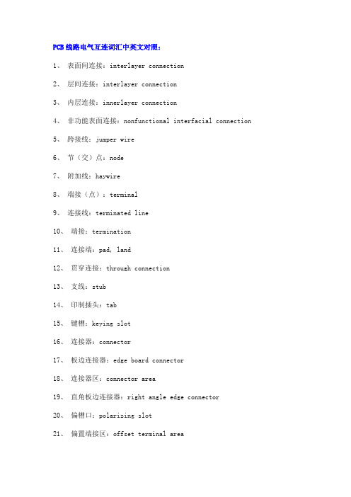 PCB线路电气互连词汇中英文对照