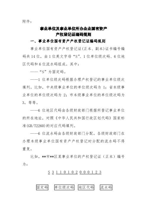 事业单位及事业单位所办企业国有资产产权登记证编码规则【模板】