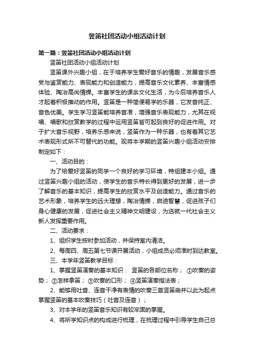 竖笛社团活动小组活动计划