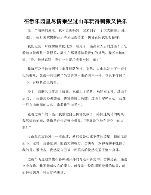 三年级作文那次玩得真高兴之在游乐园里尽情乘坐过山车玩得刺激又快乐