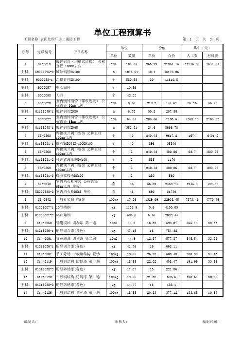 工业厂房 定额造价  预算清单 消防