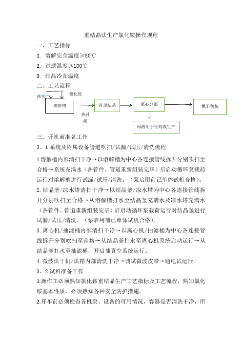 重结晶法生产氯化铵操作规程