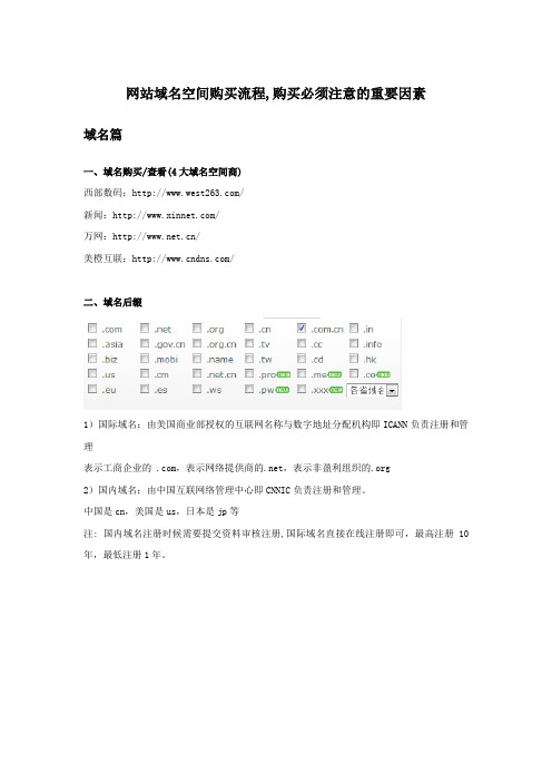 网站域名空间购买流程和几个注意事项