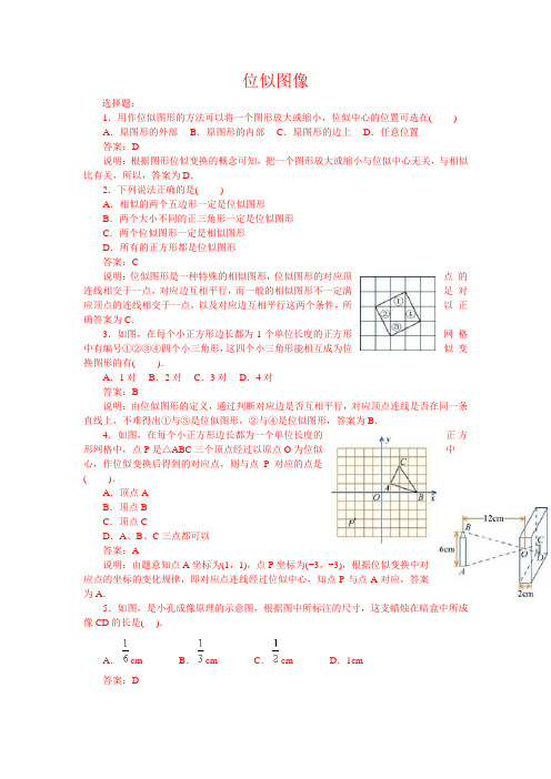 数学中考试题汇编-位似图像