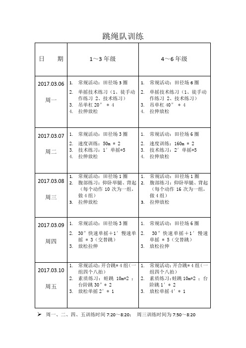 跳绳训练周计划