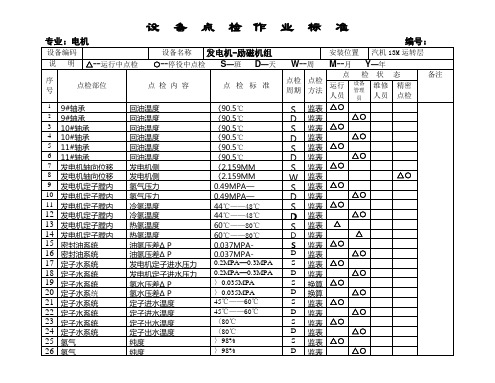 点检作业标准.发电机