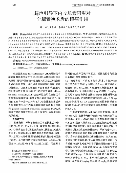 超声引导下内收肌管阻滞对全膝置换术后的镇痛作用