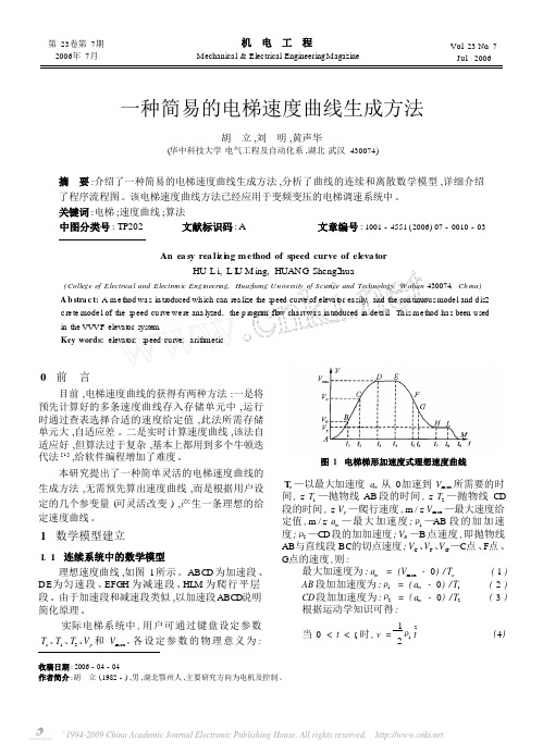 一种简易的电梯速度曲线生成方法