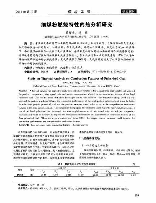 细煤粉燃烧特性的热分析研究