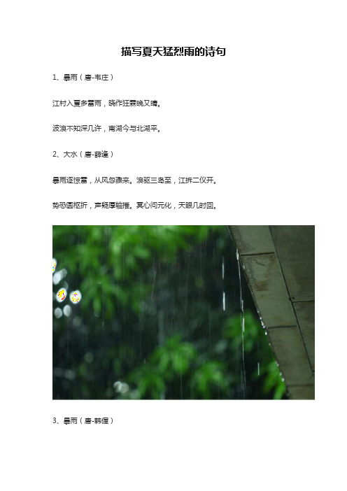 描写夏天猛烈雨的诗句