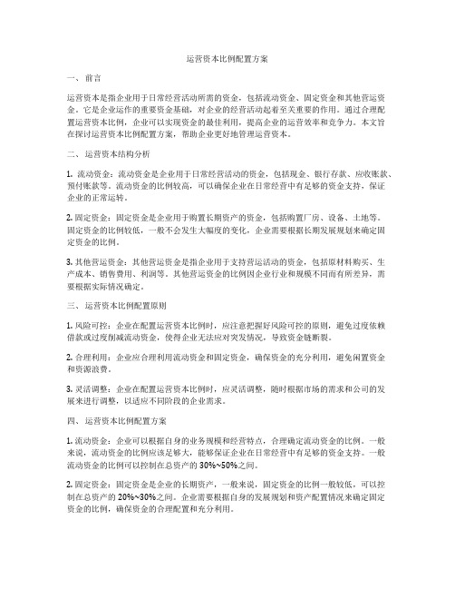 运营资本比例配置方案