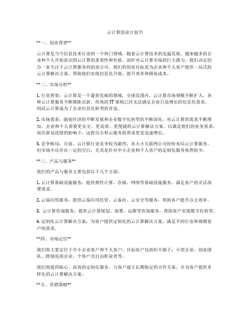 云计算创业计划书