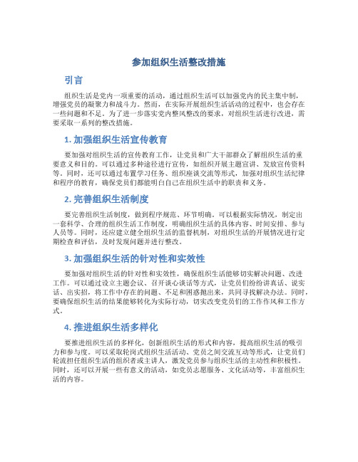 参加组织生活整改措施