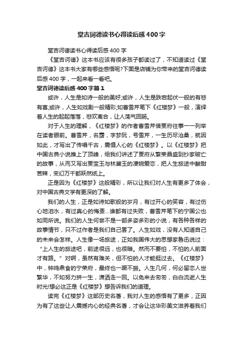 堂吉诃德读书心得读后感400字