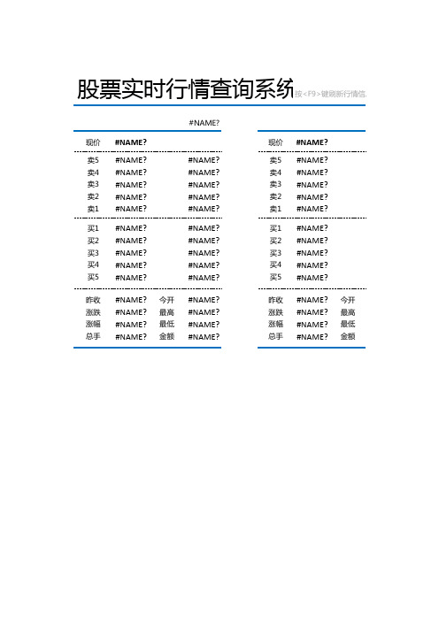 【Excel图表模板】股票实时行情查询系统