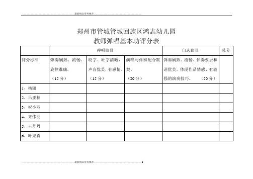 最新教师弹唱基本功评分表