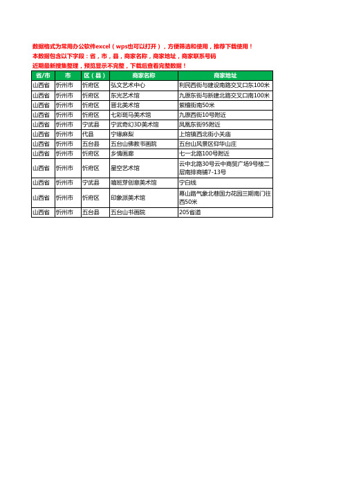 2020新版山西省忻州市画廊工商企业公司商家名录名单黄页联系电话号码地址大全12家