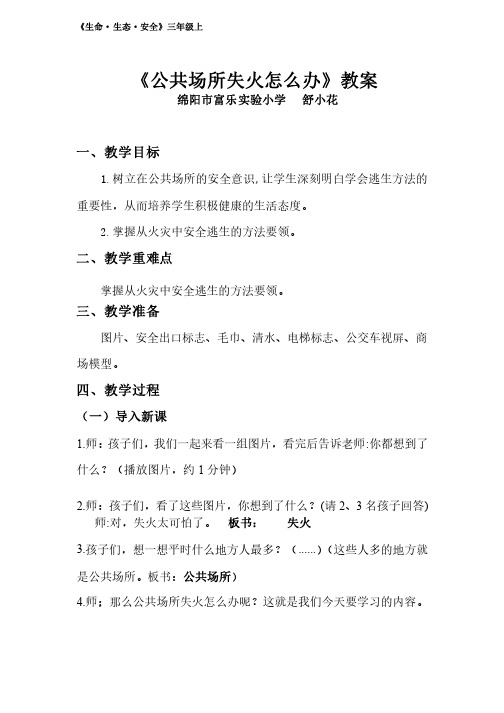 公共场所失火怎么办公开课教案