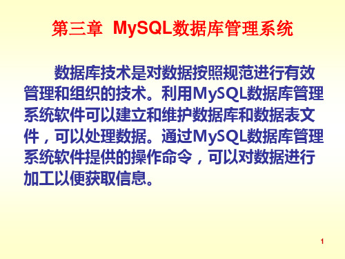 第三章MySQL数据库管理系统PPT课件