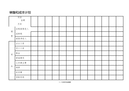 销售和成本计划表