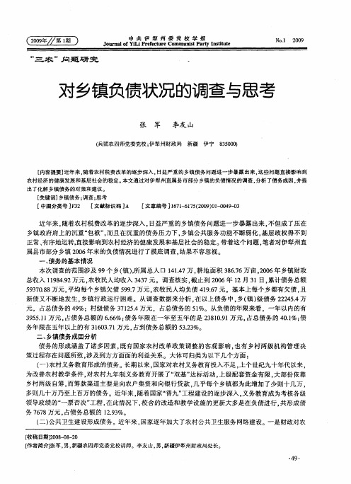 对乡镇负债状况的调查与思考