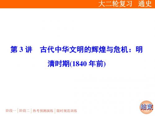 2019届二轮复习：专题一 第3讲 古代中华文明的辉煌与危机：明清时期(1840年前)【课件】(84张)