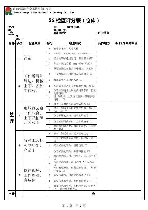 (I)5S检查评分表(仓库部1