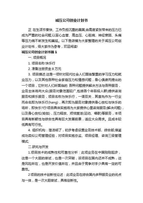 减压公司创业计划书