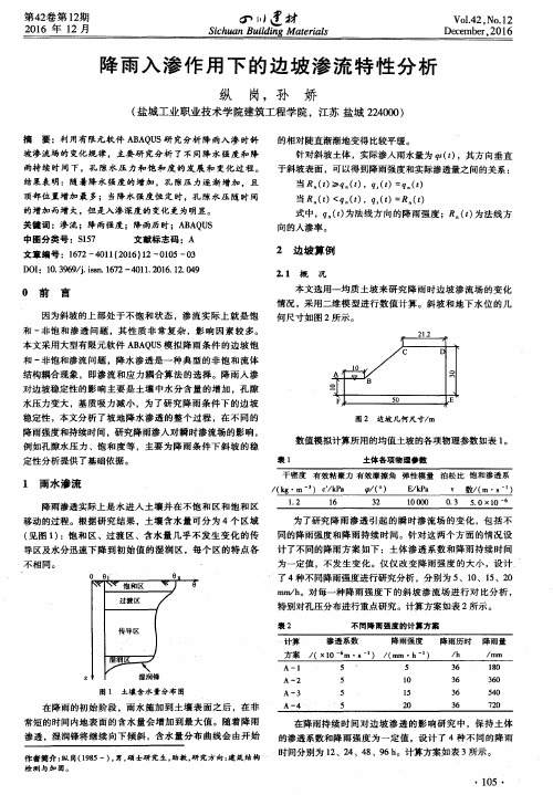 降雨入渗作用下的边坡渗流特性分析