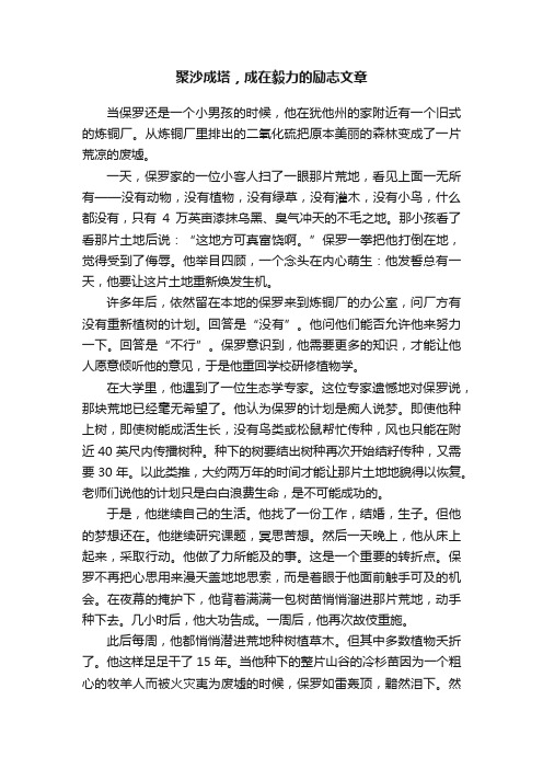 聚沙成塔，成在毅力的励志文章