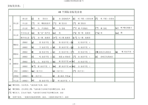 (完整版)英语英标表(48个)