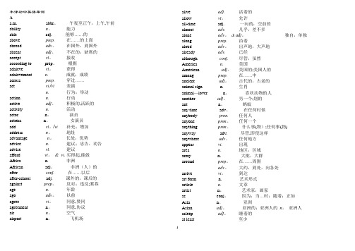 牛津初中英语四会词汇表