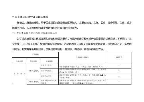 7.民生类项目绩效评价指标体系