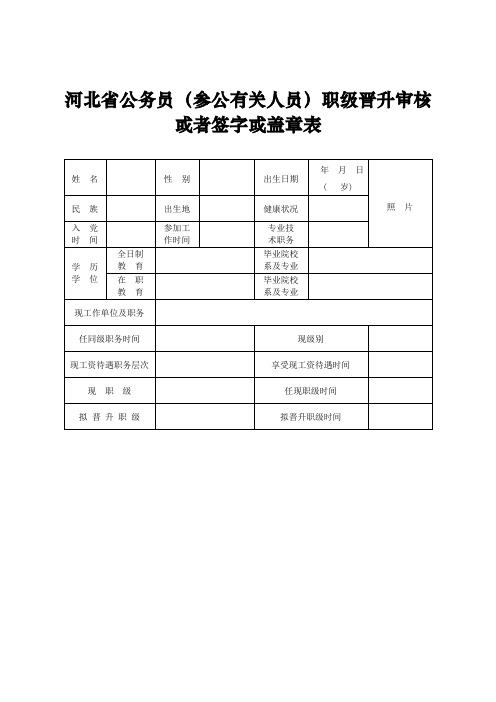 河北省公务员参公人员职级晋升审批表文档模板