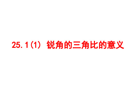 沪教版九上2锐角的三角比的意义课件