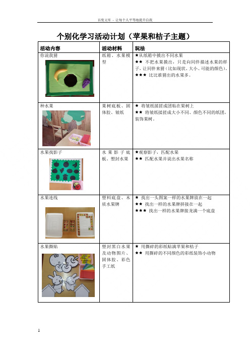 苹果和桔子主题下的个别化学习活动