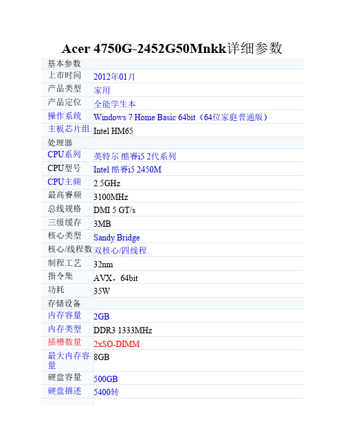 Acer 4750G-2452G50Mnkk详细参数