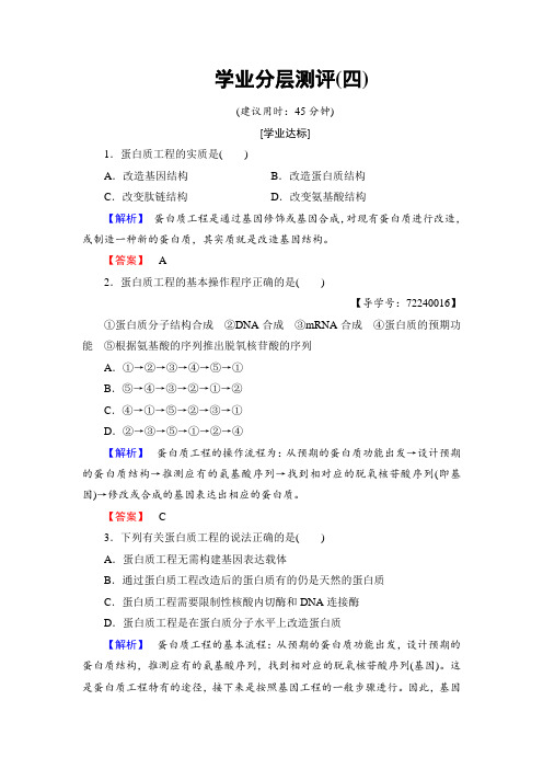 2017-2018学年高中生物选修3学业分层测评4 含答案 精