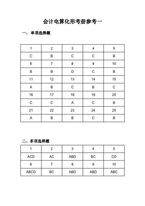 会计电算化形成性考核册参考答案一