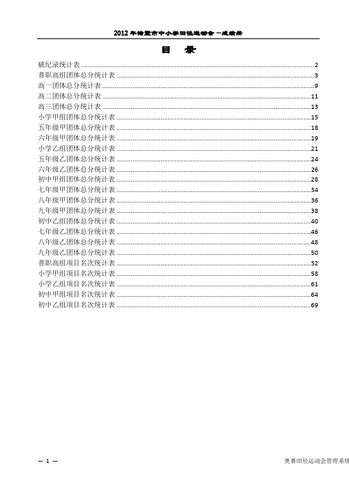 2012年诸暨市中小学田径运动会成绩表