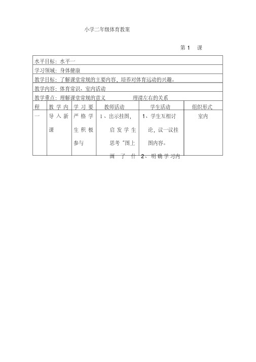 小学二年级体育全套教案