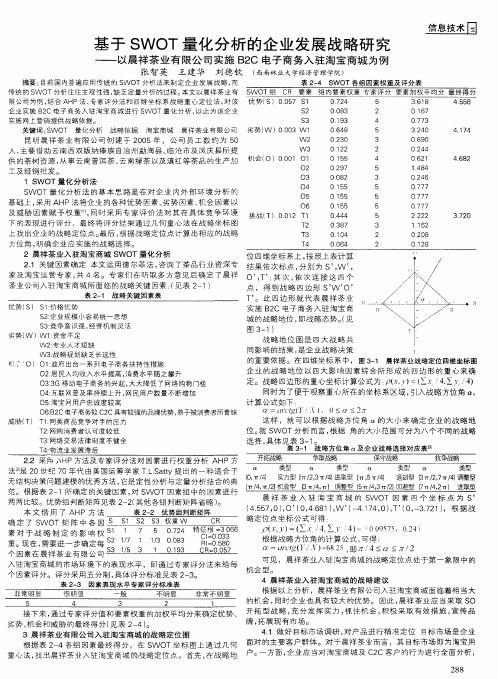 基于SWOT量化分析的企业发展战略研究——以晨祥茶业有限公司实施B2C电子商务入驻淘宝商城为例