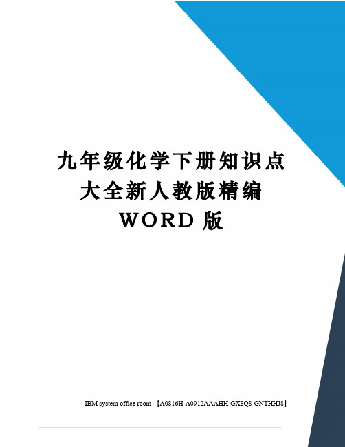 九年级化学下册知识点大全新人教版精编WORD版