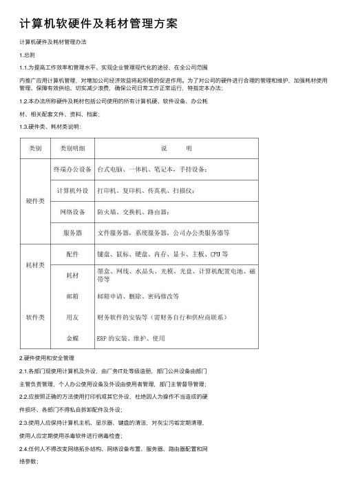 计算机软硬件及耗材管理方案