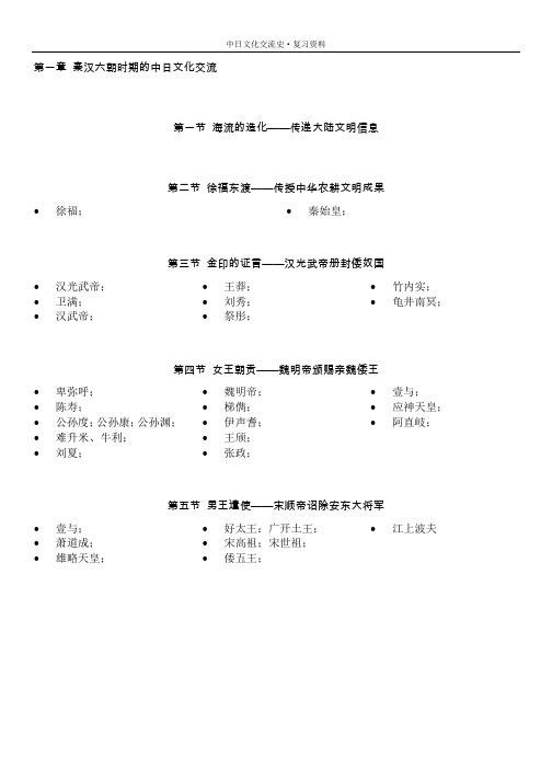 中日文化交流史 复习资料