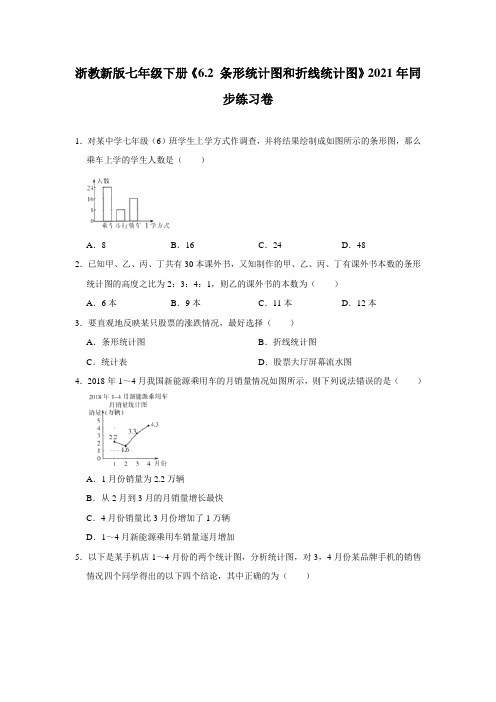 浙教新版七年级下册《6.2+条形统计图和折线统计图》2021年同步练习卷